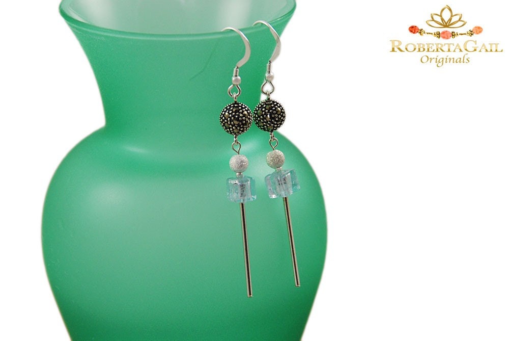 silver and sparkles beaded earrings