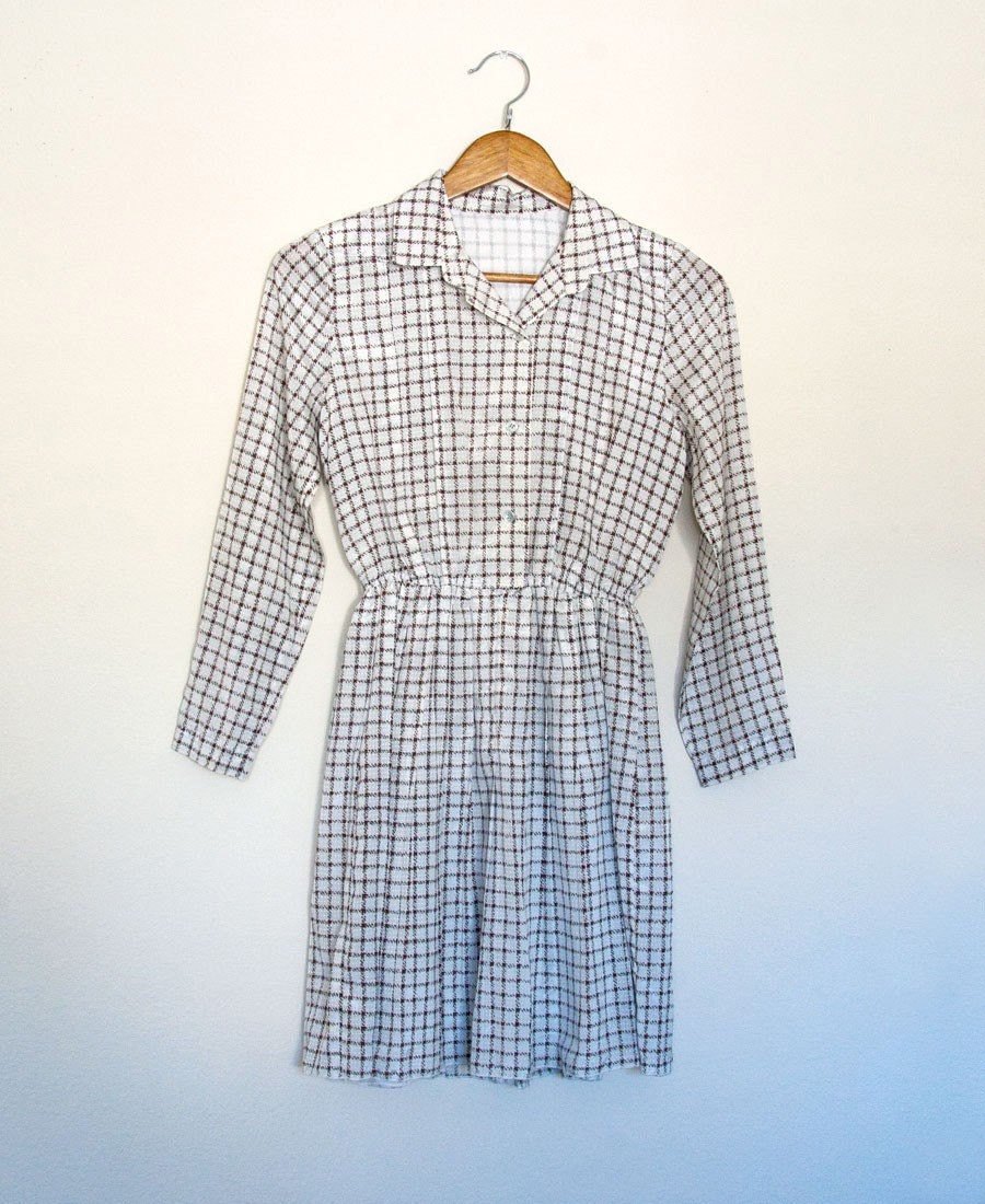 Sale - XS / S / M Vintage Checkered Working Girl Librarian Dress
