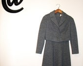 XS / S 1970s Gray Short Sleeve A Line Dress With Matching Cropped Jacket