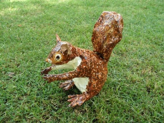 Brown Garden Squirrel - Original Paper Sculpture