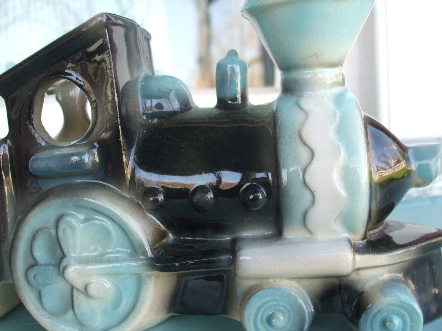 Train Steam Engine Planter Vintage