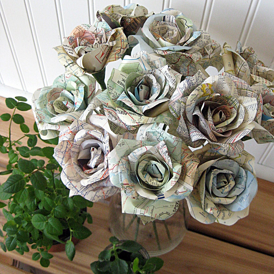 One Dozen Map Roses, Made to Order