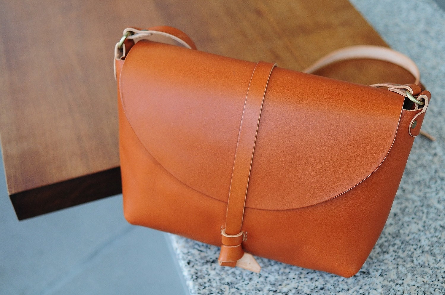 Hand Stitched Leather Shoulder Bag/ Carry On Bag