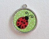 Custom Pet I.D. Tag, Ladybug on Silver Double Sided Tag