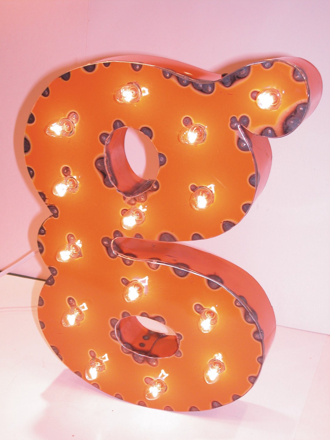 Orange g Vintage Industrial Metal Sign Letters & Lights