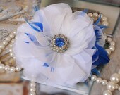 Bridal Hair Flower, Wedding Fascinator, Wedding Hair Accessory, Bridal Headpiece, Bridal Hair Accessory, Blue, Sapphire, White