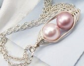 Peas In The Pod Pendant Necklace - Swarovski Pearls For Sisters Or Bff. Brides, Bridesmaids, Best Friend, Sisters Or Mother Gift