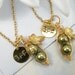 Best Friends Are Like Two Peas In A Pod Gold necklaces With Vine And Leaf and BFF personalized handstamped disc - Set Of 2 Best Friends