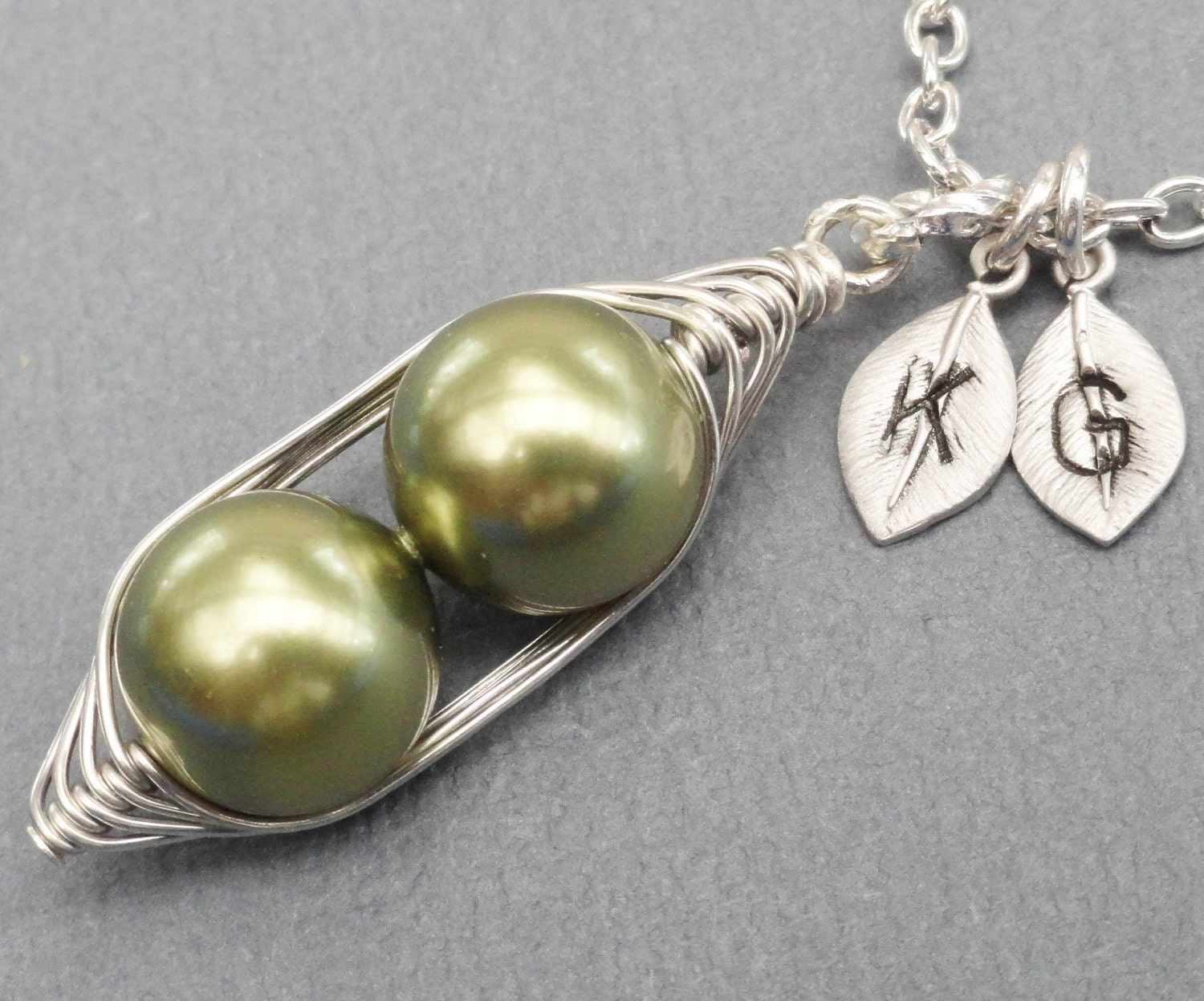 Peas In A Pod Necklace 2 , 3 Or 4 Peas Pick Your Color Pearl