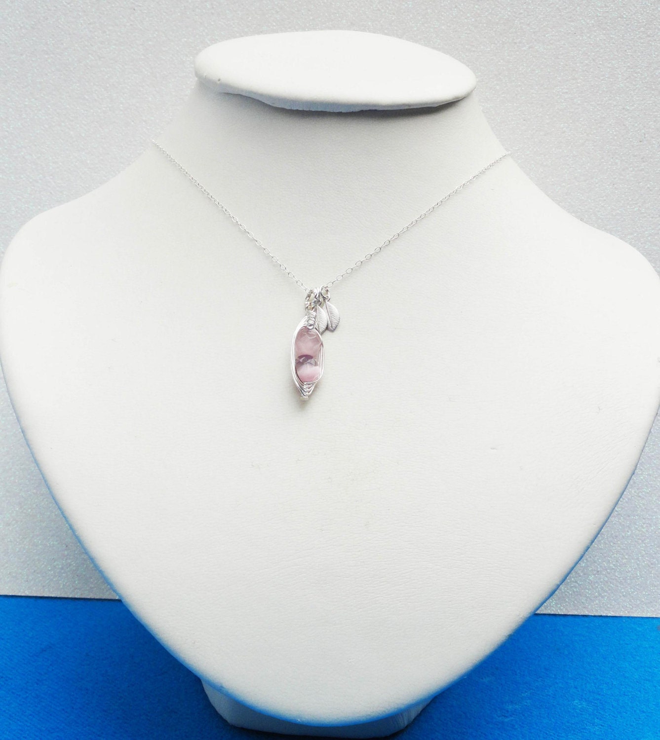 Two  Peas In A Pod ALL STERLING Silver Czech Faceted Dusky Pink Stones