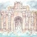 Trevi Fountain Rome Italy watercolor illustration print