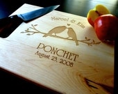 Personalized Cutting Board - Custom Engraved & Monogrammed - Maple 9" x 12" with handle
