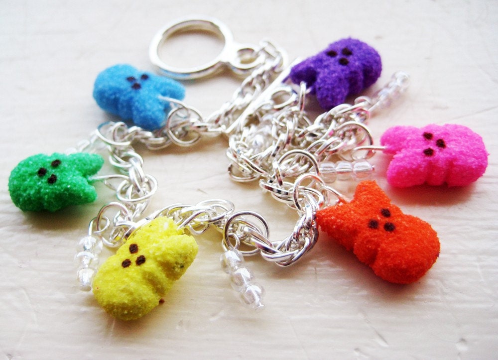 peep bunnies charm bracelet // gift wrapped and ready for easter baskets