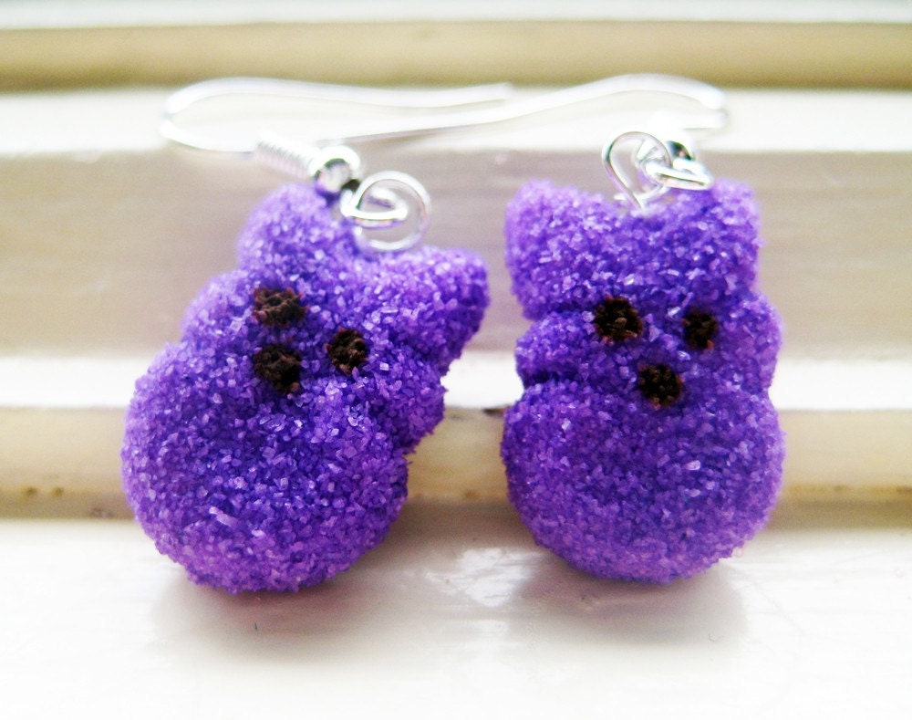 purple bunny peep earrings