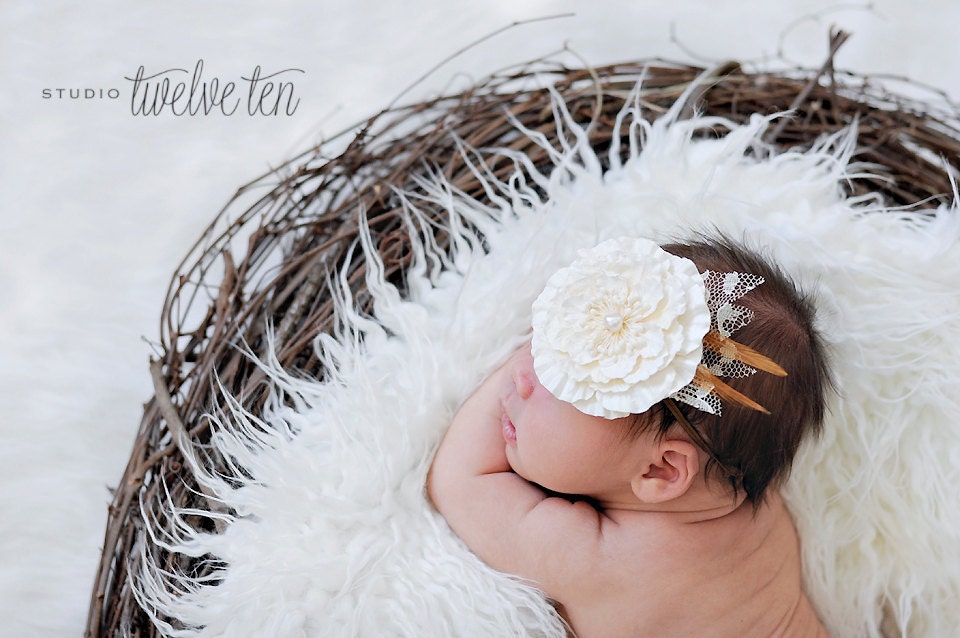 Ivory faux fur newborn photo prop