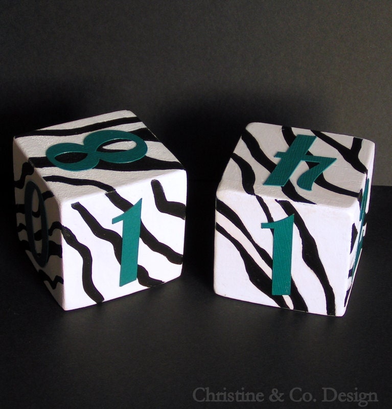 Zebra  Desktop Art Perpetual Calendar Blocks