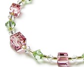 APPLE BLOSSOM Soft Pink & Light Green Crystal Necklace
