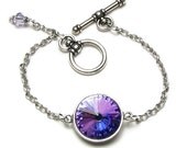 Lady Abigail Romantic Violet Antique Silver Light Vitrail Swarovski Crystal Rivoli Bracelet