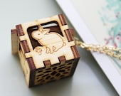 Woodland Animals Locket - Rabbit, Deer, Squirrel, Bear, Leaves