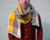 wool scarf: RIPE PLAID EGG kool-aid dyed & bound
