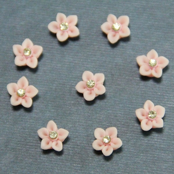 4pc-Star flower Flash drill-Champagne-Polymer Clay DIY Flowers for Earring Pendant Ring 6mm