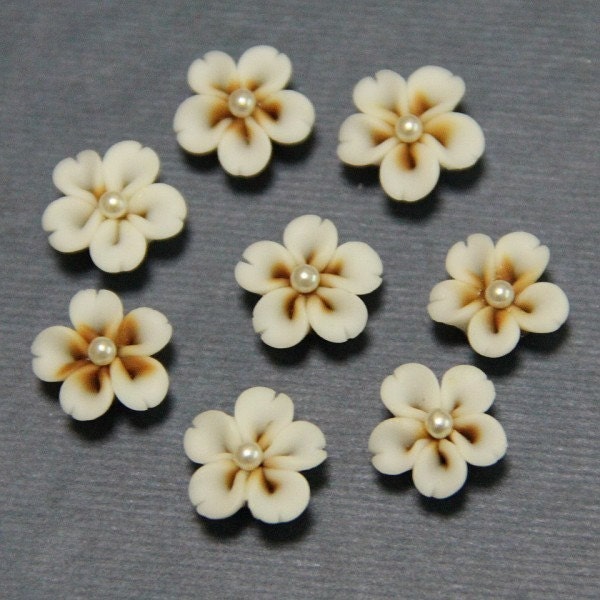 4pc-Beaded cherry-Brown-Polymer Clay DIY Flowers for Earring Pendant Ring 8mm