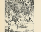 Grimms Fairy Tale, Rumpelstiltskin Dancing And Singing Around Fire, Arthur Rackham, Printed In America, Antique Children Print