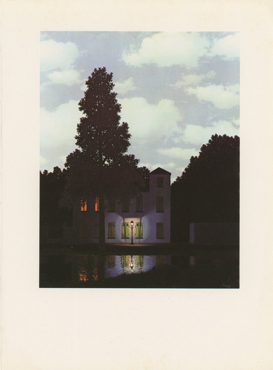 The Empire Of Light, Streetlight At Night, Rene Magritte, Antique Print, USA, 1972