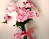Pink Bridal Bouquet Ready to Ship Wedding accessories silk artificial flowers, bridesmaid bokay Bouquet in a Box cheap wedding flowers