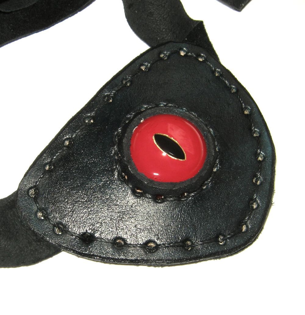 Leather Eye Patch Steampunk Black Eyepatch Red Glass Eye