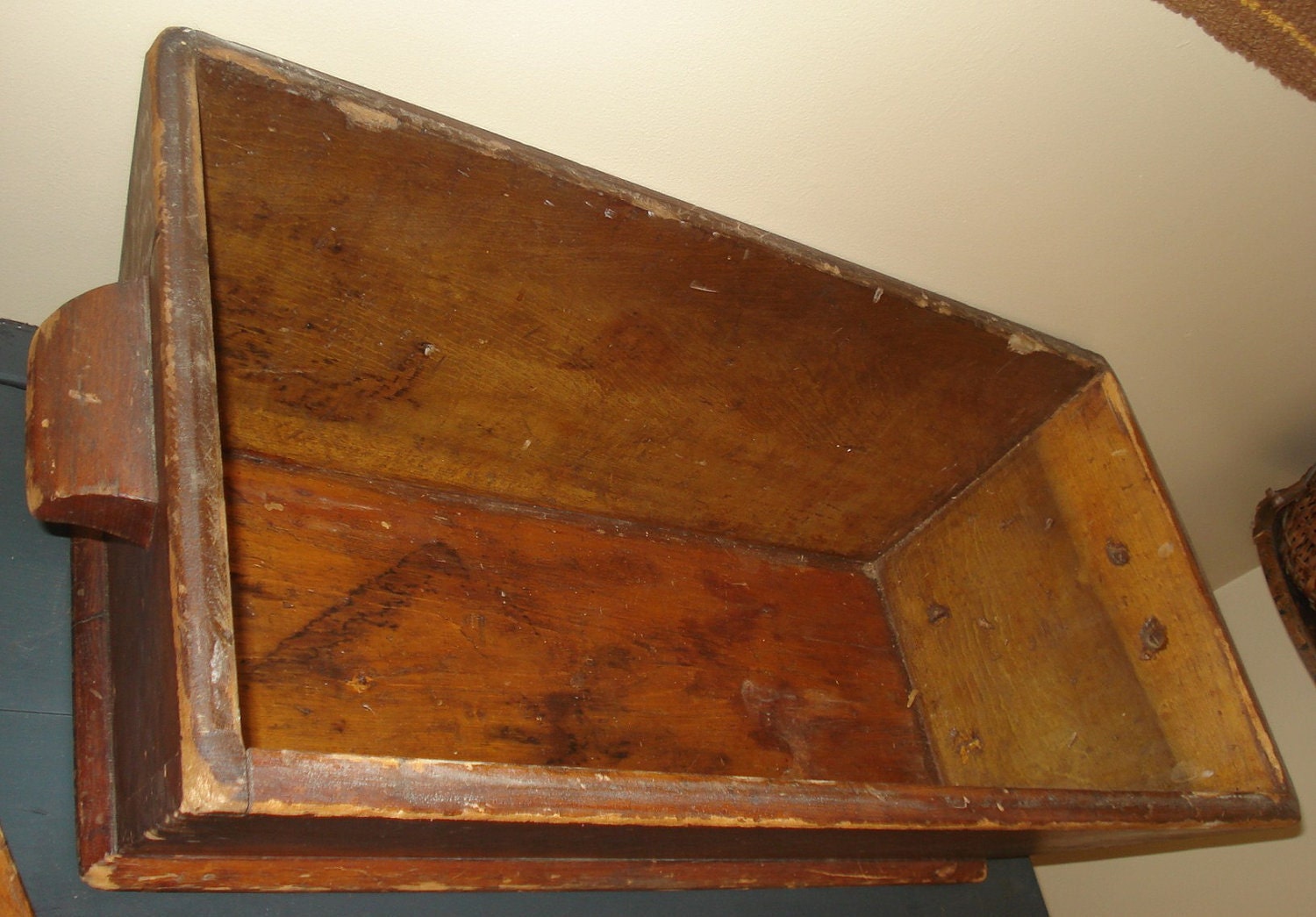 Antique Dough Box With Original Lid - Square Head Nails - Tongue And Groove Corners - Primitive Farmhouse