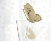 50 Place Cards, Butterfly, Decor for Wine Glass, Original calligraphy, Cutout, Scrapbook, Papercut by Mama Tita