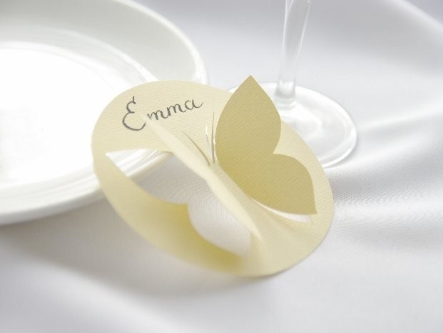 50 Place Cards - Butterfly - Original calligraphy, Cutout, Scrapbook, Papercut by Mama Tita
