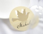 50 Place Cards, Dove, Original calligraphy, Cutout, Scrapbook, Papercut by Mama Tita