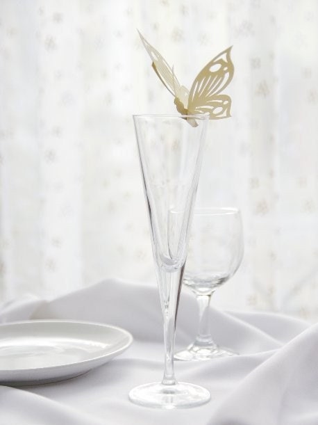 50 Place Cards, Wine Glass Decoration, Butterfly, Cutout, Scrapbook, Papercut by Mama Tita