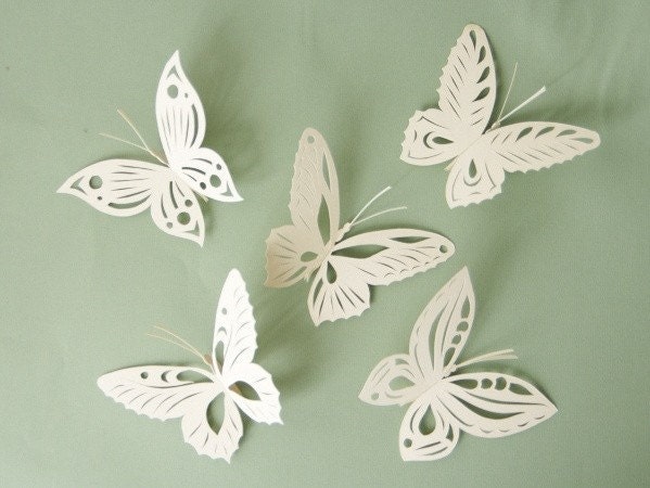 50 Place Cards, Wine Glass Decoration, Butterfly, Cutout, Scrapbook, Papercut by Mama Tita