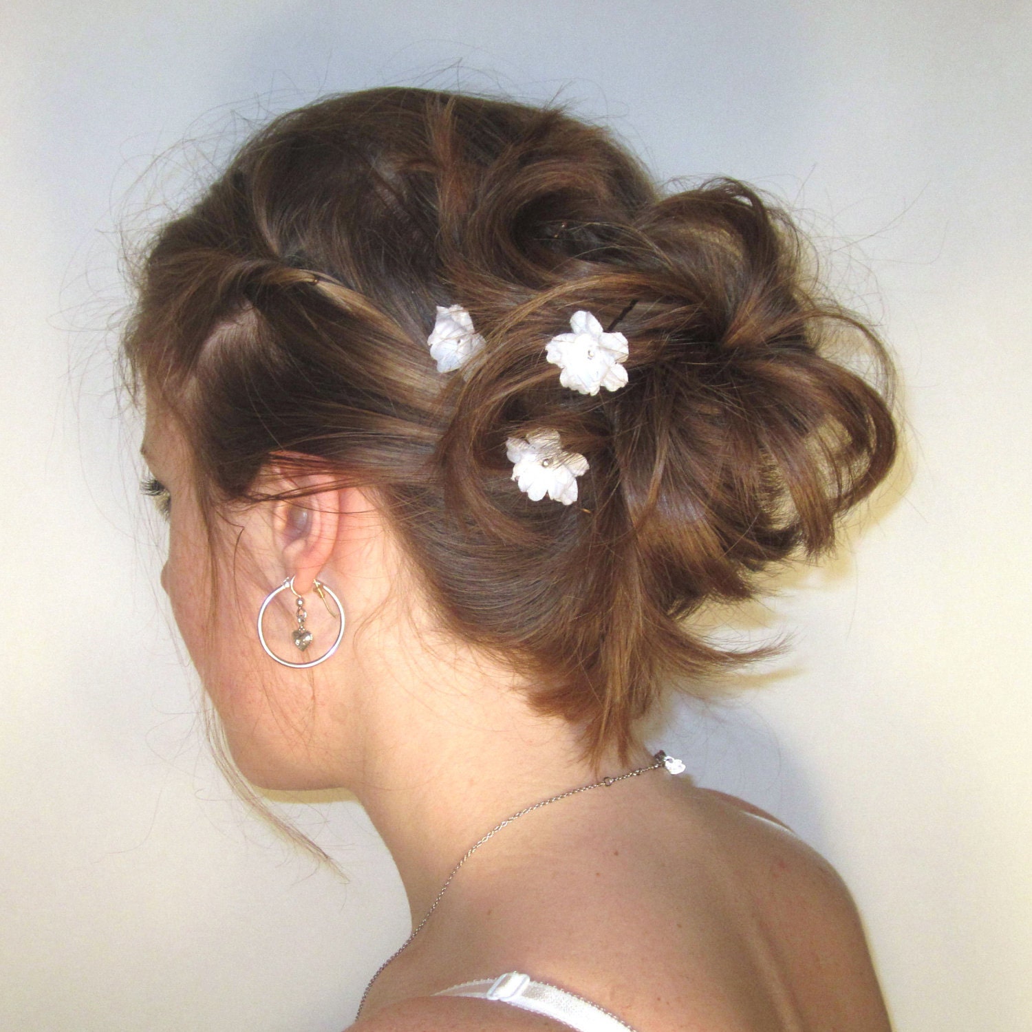 White Flower Hair Pins, Wedding Hairpins, Bridal Flower Hair Accessories - JosiesBoutique
