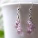 Pink Teardrop Earrings Chandeliers with Soft Pink Glass Teardrops on Hypo-Allergenic, Nickel-Free Ear-Wires