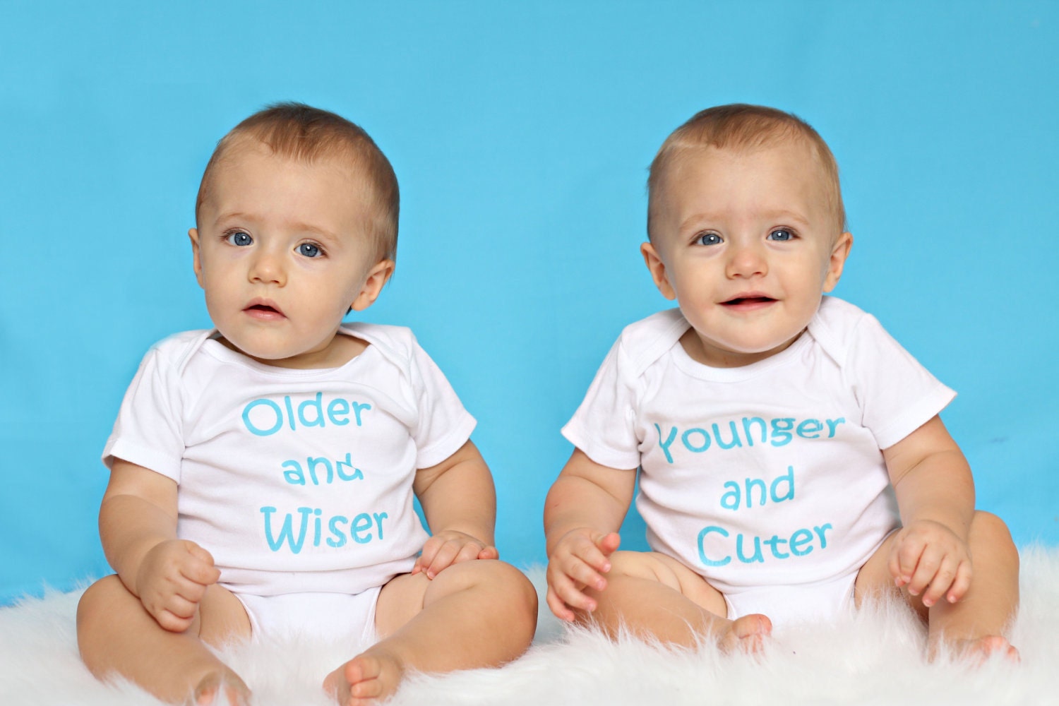 Older and Wiser - Younger and Cuter.. Set of TWIN Onesies or Toddler Tees - Your Color Choice