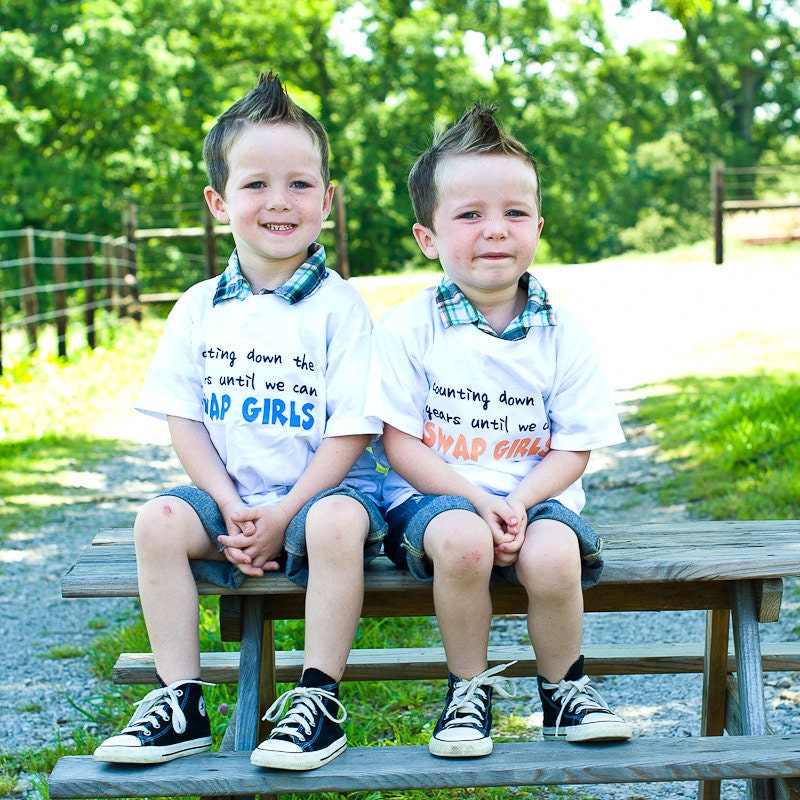 Counting Down The Years Until We Can Swap Girls - Funny Twin Onesies or Toddler Shirts