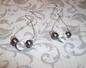 Swarovski and Silver Peacock Freshwater Pearl Loop Earrings - Free Shipping