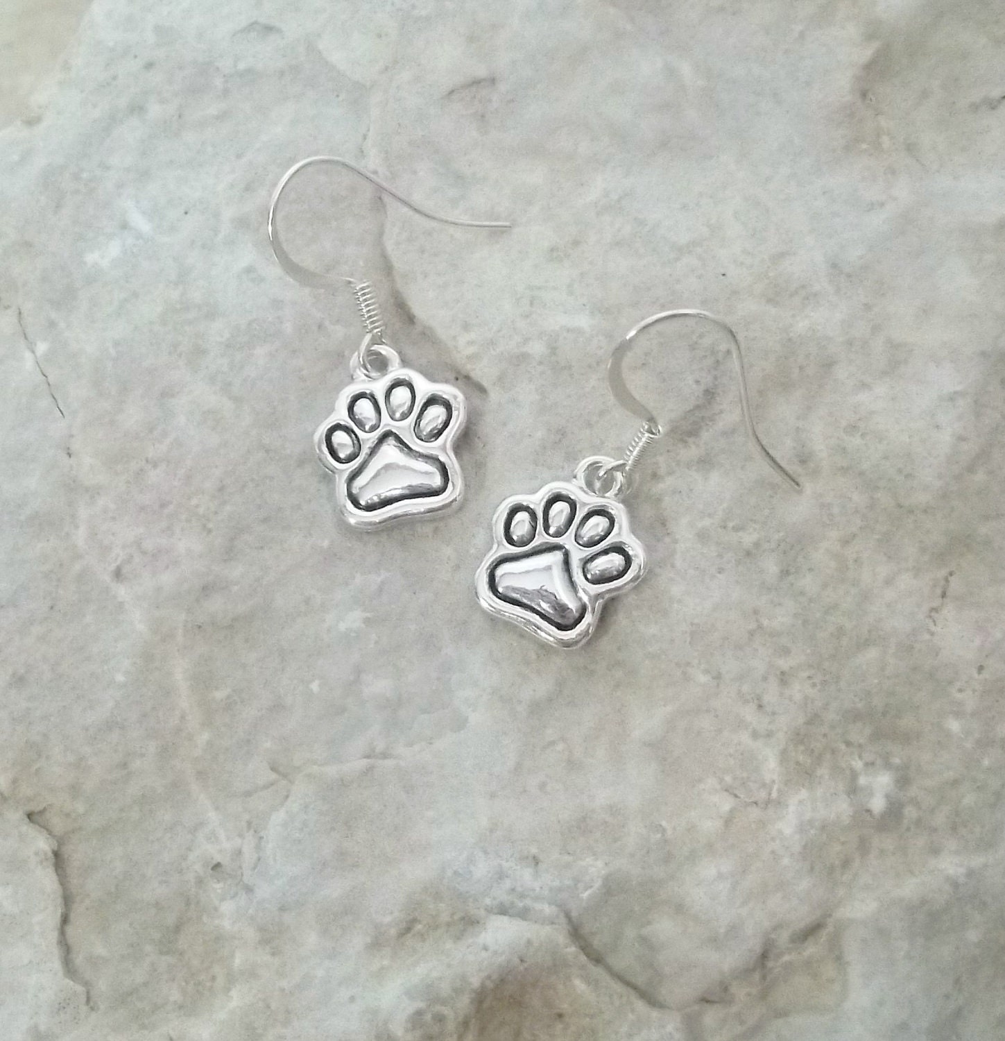Silver Paw Earrings - Free Shipping