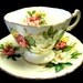 Hammersley Bone China Quatrefoil Shaped cup and Matching saucer with "Peony's"
