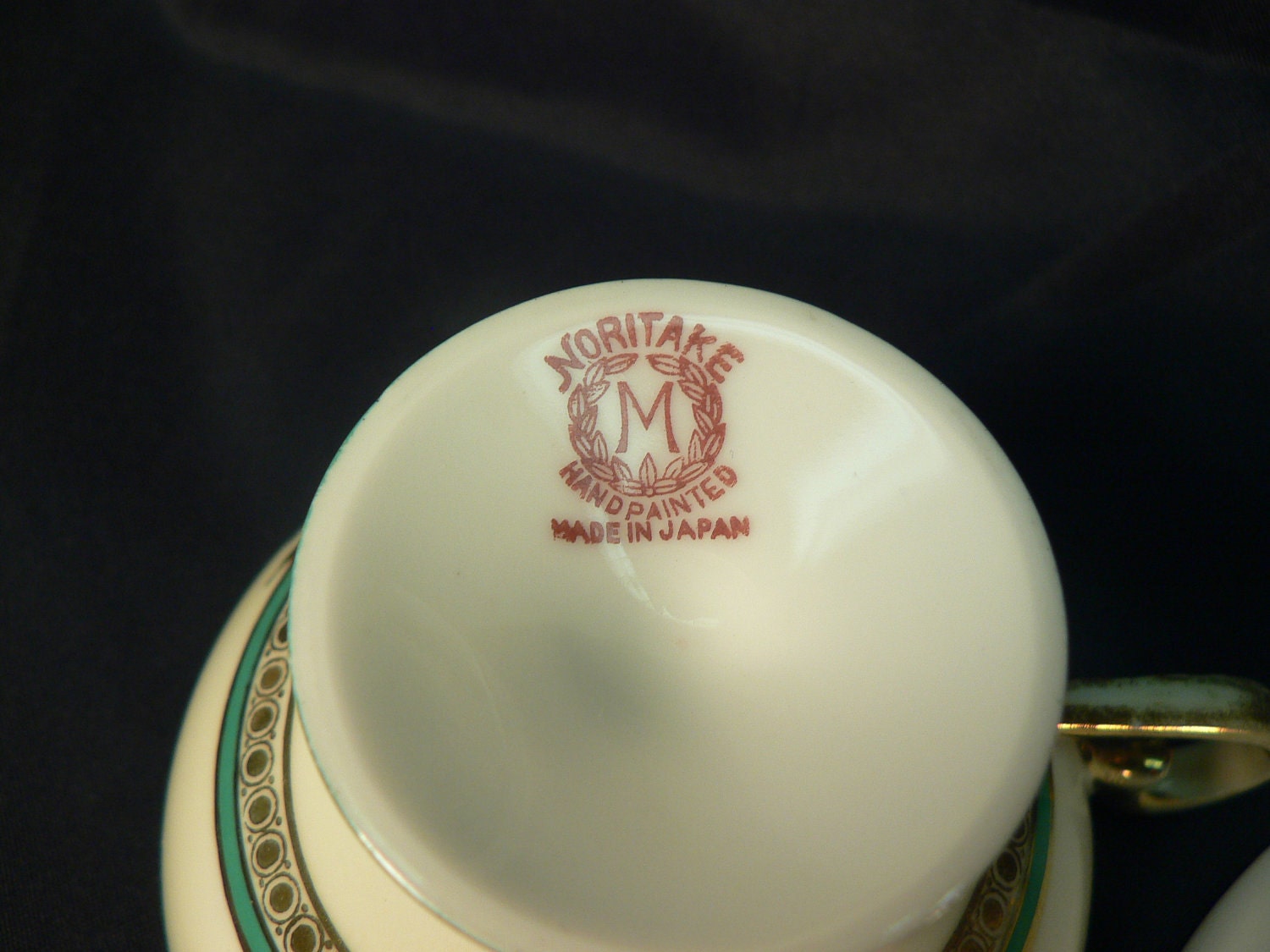 Very Rare Porcelain Heavy Gold Gilded Noritake Cup and Saucer made in 1930's