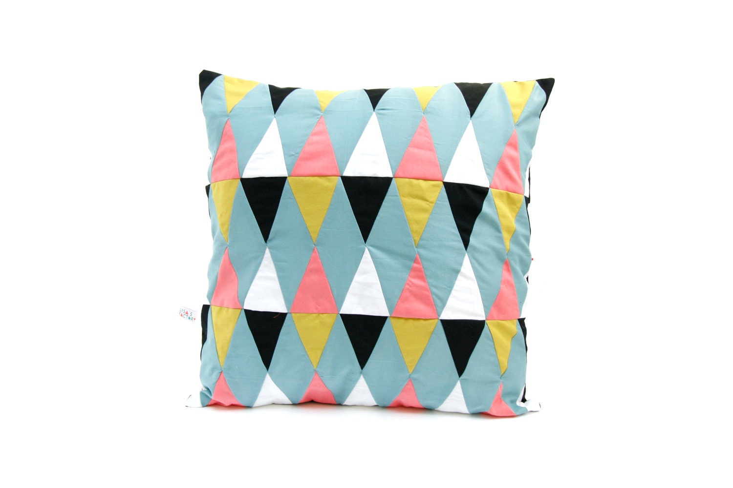 harlequin patchwork cushion cover multicolored - housse de coussin patchwork arlequin multicolore