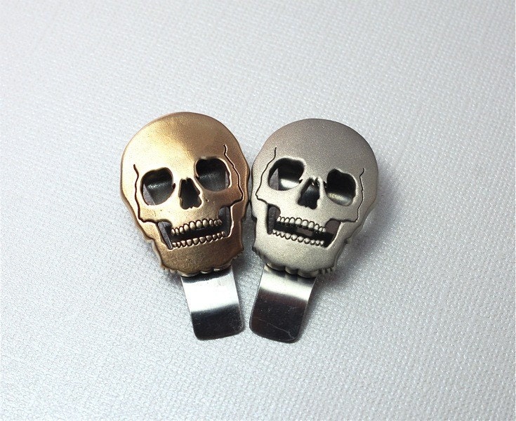 Men: Dad, Boss, Brother, Husband, Boyfriend Golden Skull Money Clip for Him
