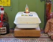 A Flame in Your Tank Lamp Found Metal Artifact Lamp 29