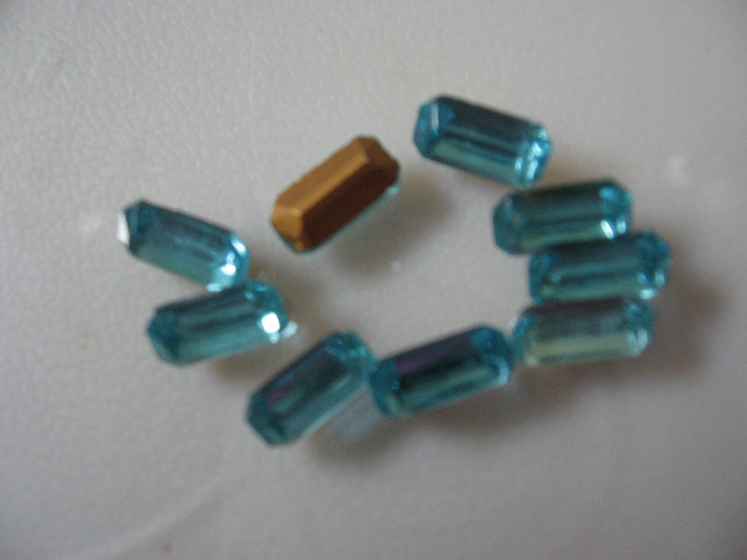 Vintage Aquamarine Baguette Rhinestones Octagon Emerald Cut 8x4mm QTY - 4 LAST LOT