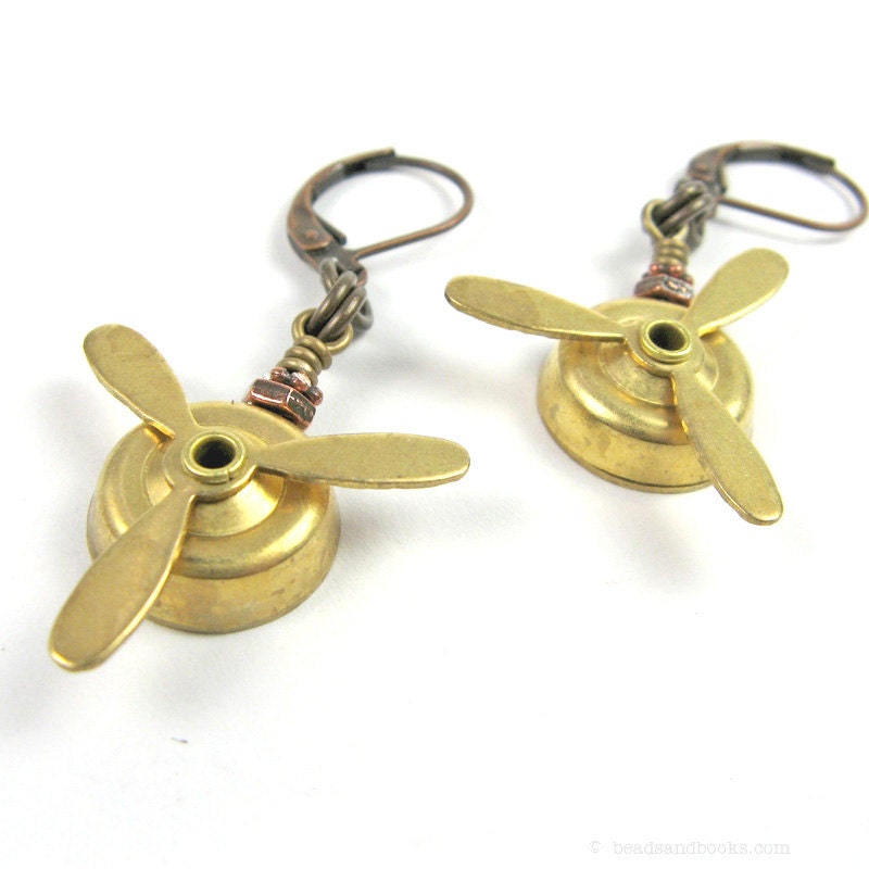 Propeller Earrings Inspired by Amelia Earhart by michellemach