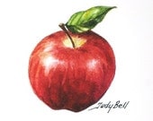 Red Apple Fruit Print Of Watercolor Painting